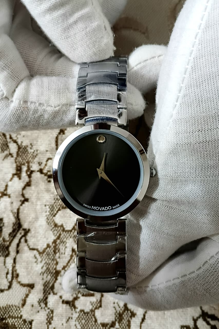 Movado Museum Classic Black Dial Stainless Steel Watch -7089
