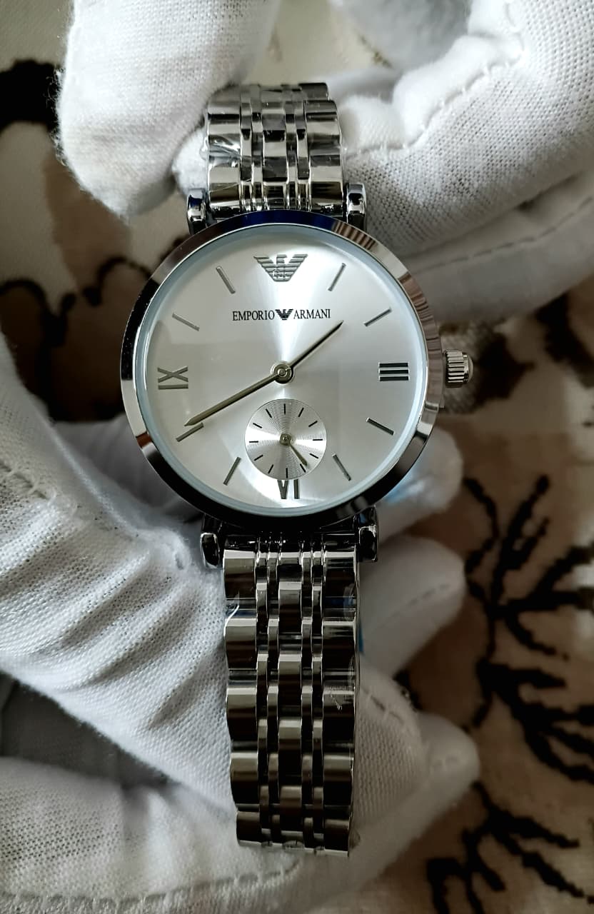 Emporio Armani Ladies Classic White Steel Dial Watch -7093