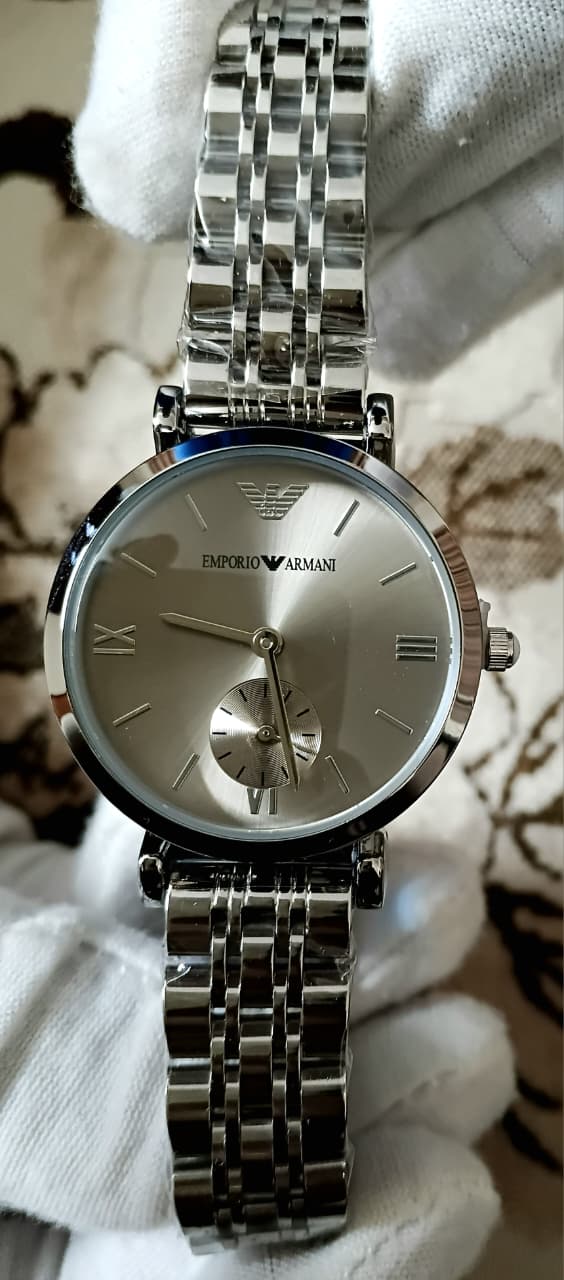 Emporio Armani Ladies Classic Silver Dial Steel Watch -7094