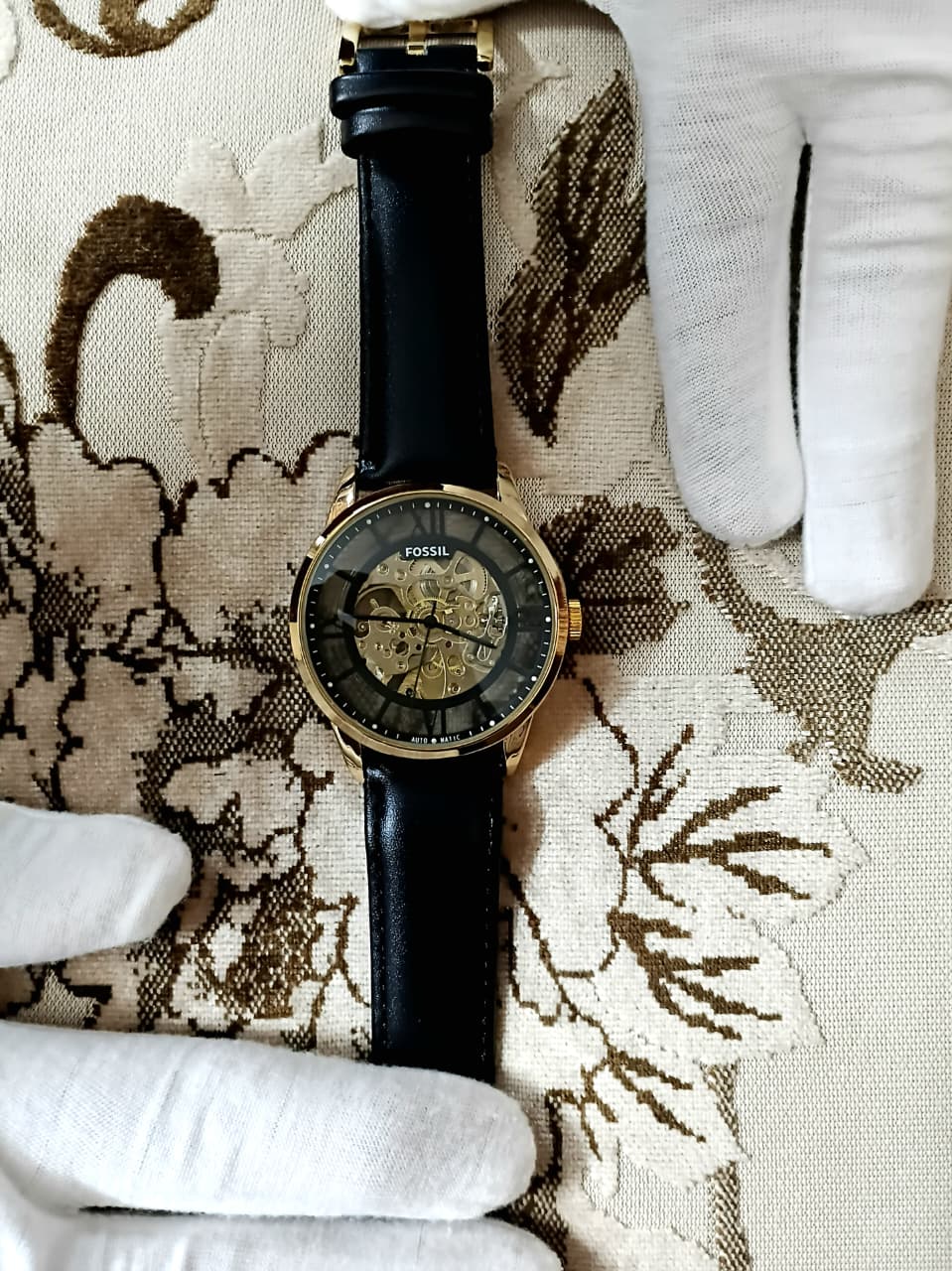 Fossil Townsman Automatic Gold & Black Leather Watch -7082